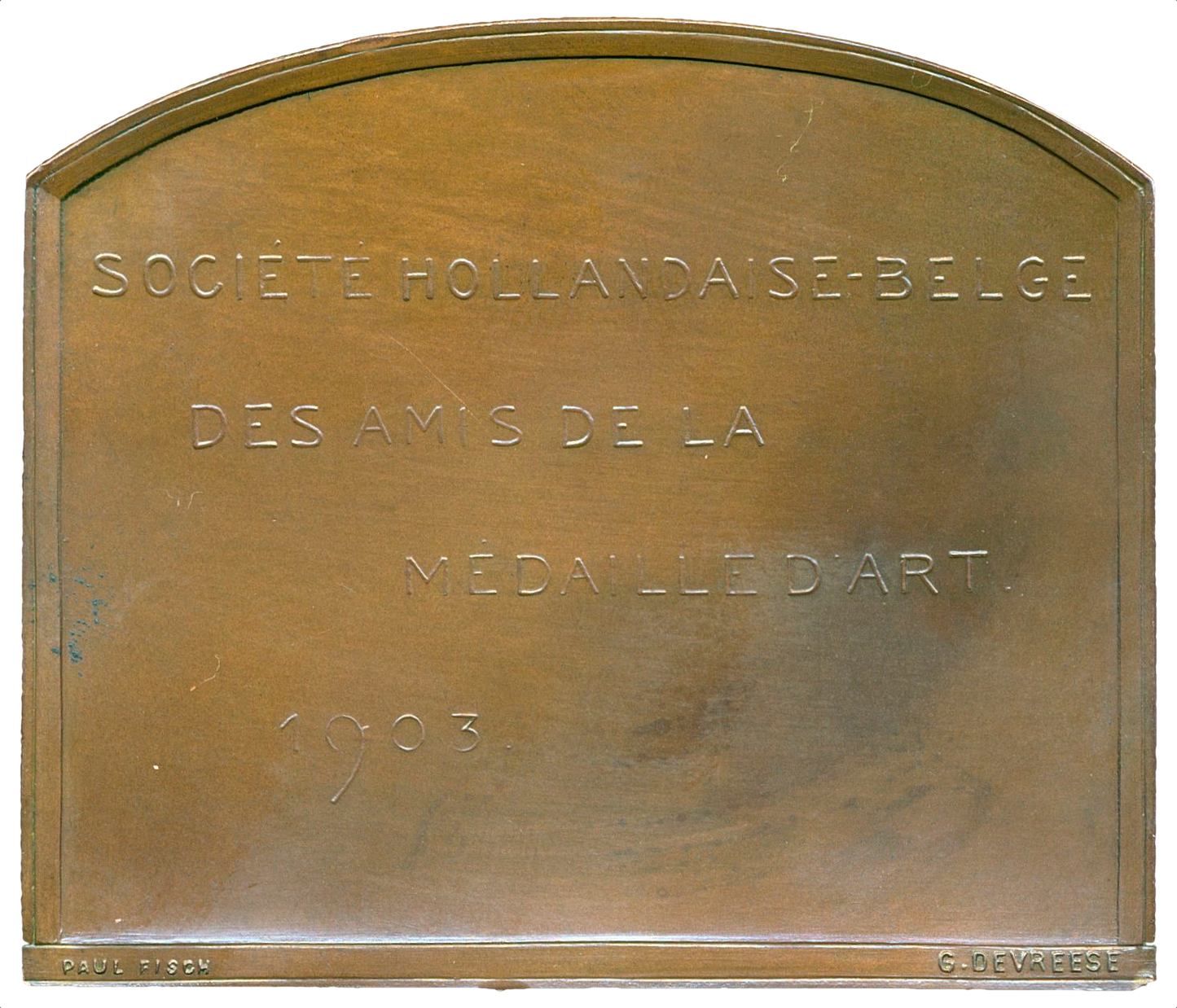 1903 BELGIUM L'invention du dessin 51.5*60mm bronze plaque by Devreese and Fisch