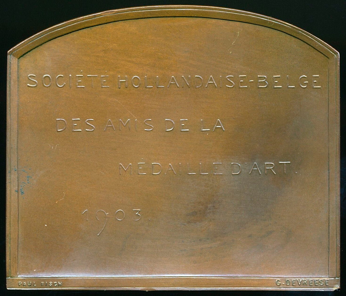 1903 BELGIUM L'invention du dessin 51.5*60mm bronze plaque by Devreese and Fisch