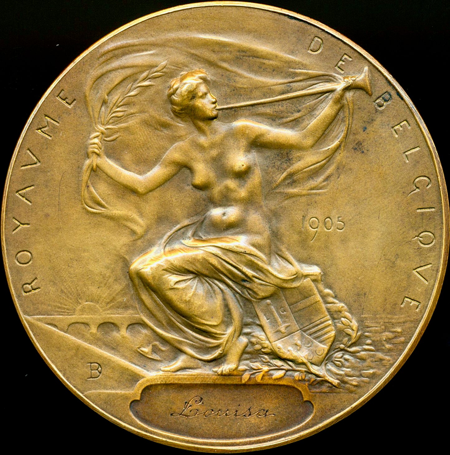 1905 BELGIUM International Exposition Liege 69.5mm bronze medal by Paul Dubois