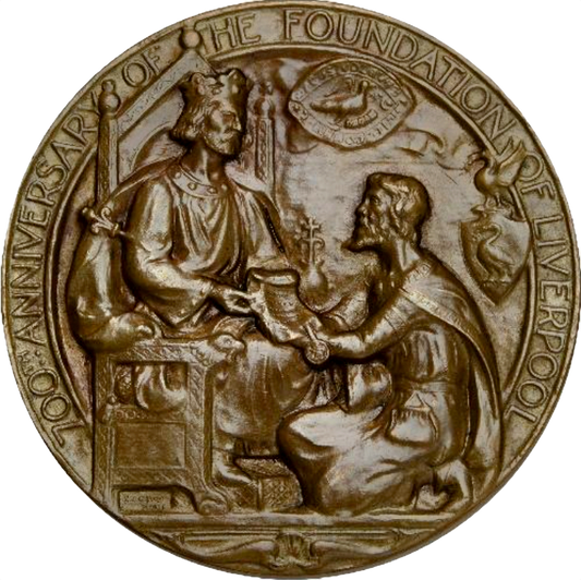 1907 Liverpool 700th anniversary 64mm bronze medal by Charles Allen BHM 3952 E1898