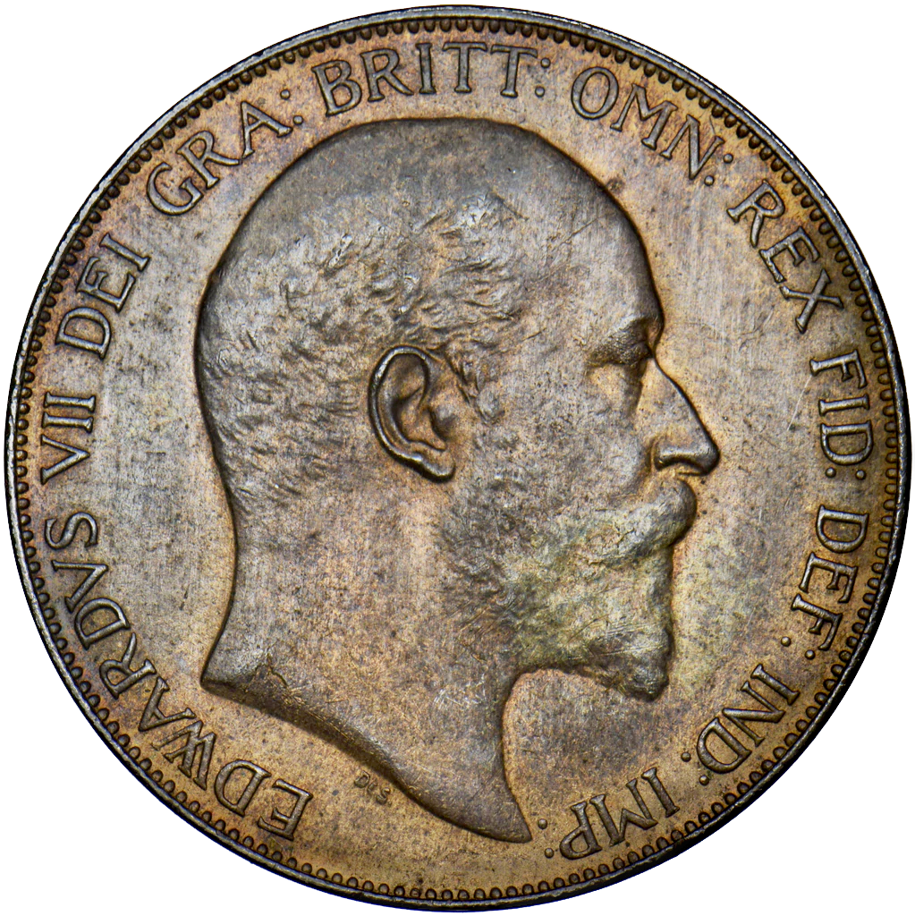 1908 Penny S3990 F164 Obv 1 Rev C Very rare UNC