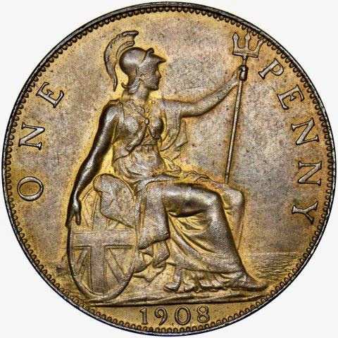 1908 Penny S3990 F164 Obv 1 Rev C Very rare UNC