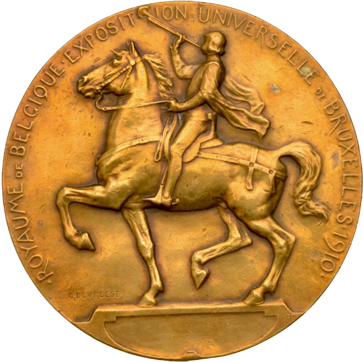 1910 BELGIUM Exposition Universelle Brussels 71mm bronze medal by G Devreese