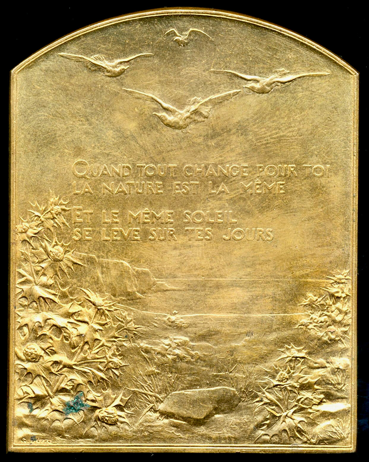 1910 FRANCE 'Le Salut de Soleil' 63mm*50mm bronze medal by Georges Dupré Maier 188