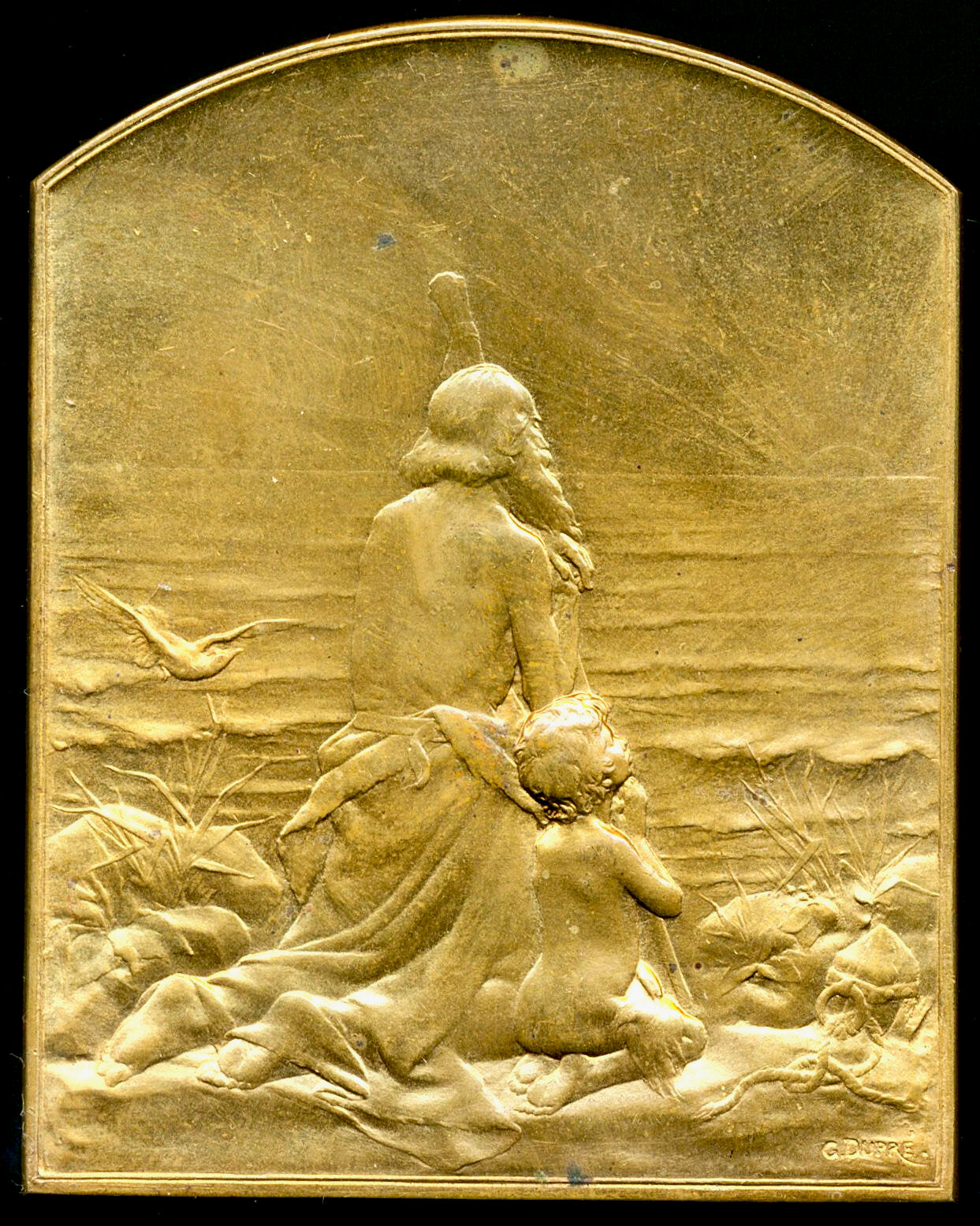 1910 FRANCE 'Le Salut de Soleil' 63mm*50mm bronze medal by Georges Dupré Maier 188