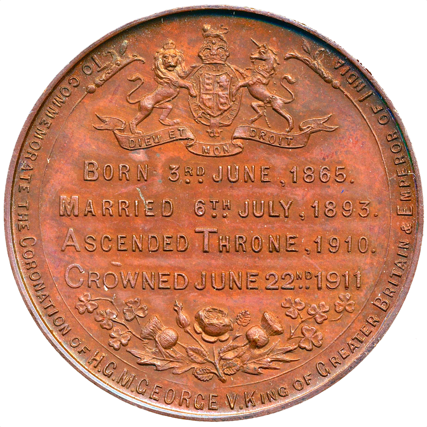 1911 Coronation bronze medal in box of issue BHM 4034var AUNC