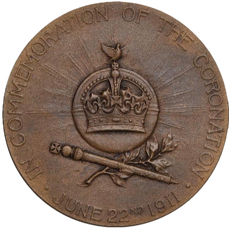 1911 Coronation cased set of four bronze medals BHM 4056 Extremely Rare UNC