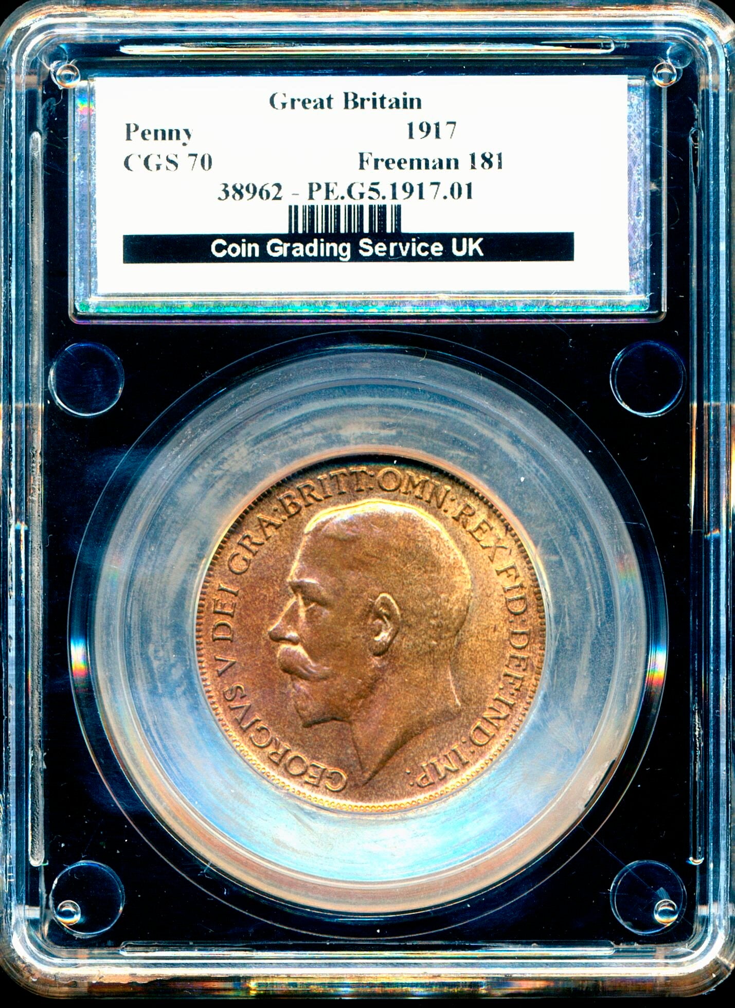 1917 Penny S4051 F181 LCGS70 AUNC