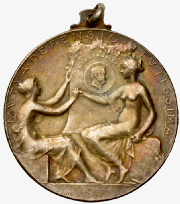 1921 BELGIUM Université libre de Bruxelles 35mm plated bronze award by P Bonnetain