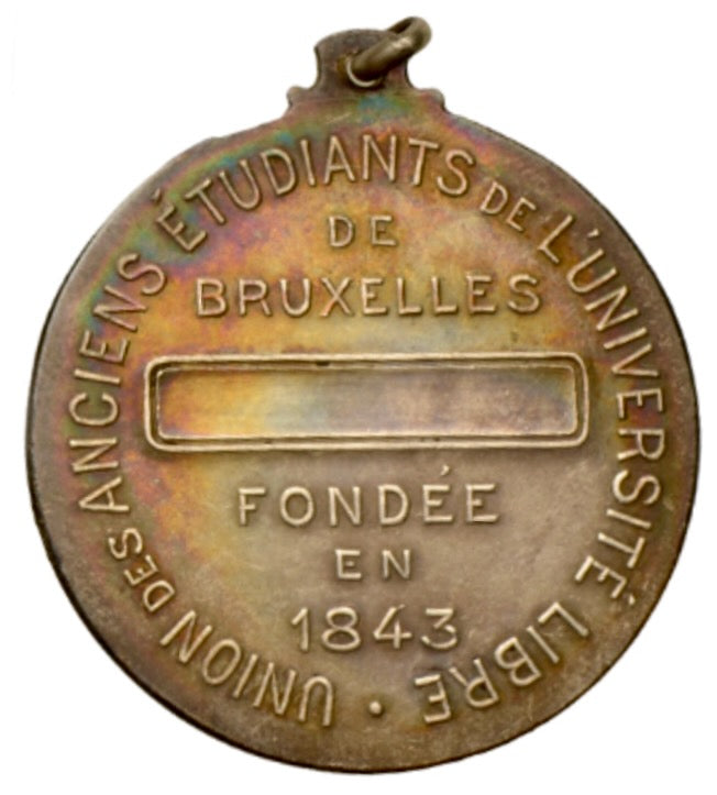 1921 BELGIUM Université libre de Bruxelles 35mm plated bronze award by P Bonnetain