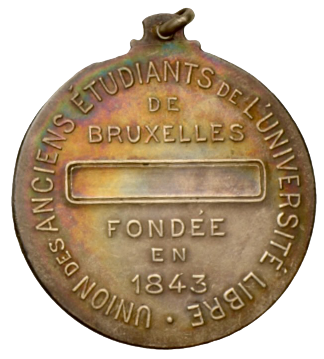 1921 BELGIUM Université libre de Bruxelles 35mm plated bronze award by P Bonnetain
