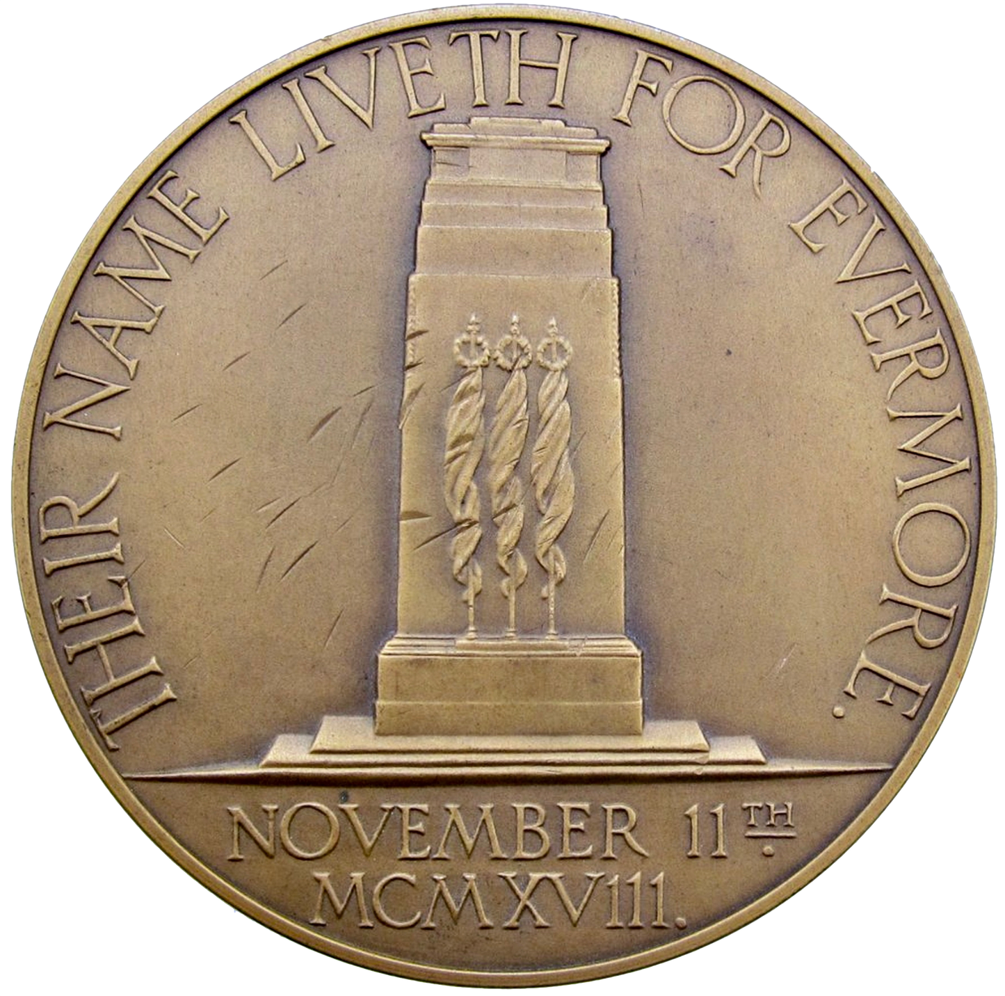 1928 10th Anniversary of the Armistice 76mm bronze medal in box E2008a BHM 4132