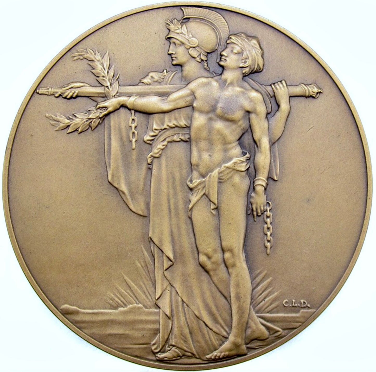 1928 10th Anniversary of the Armistice 76mm bronze medal in box E2008a BHM 4132