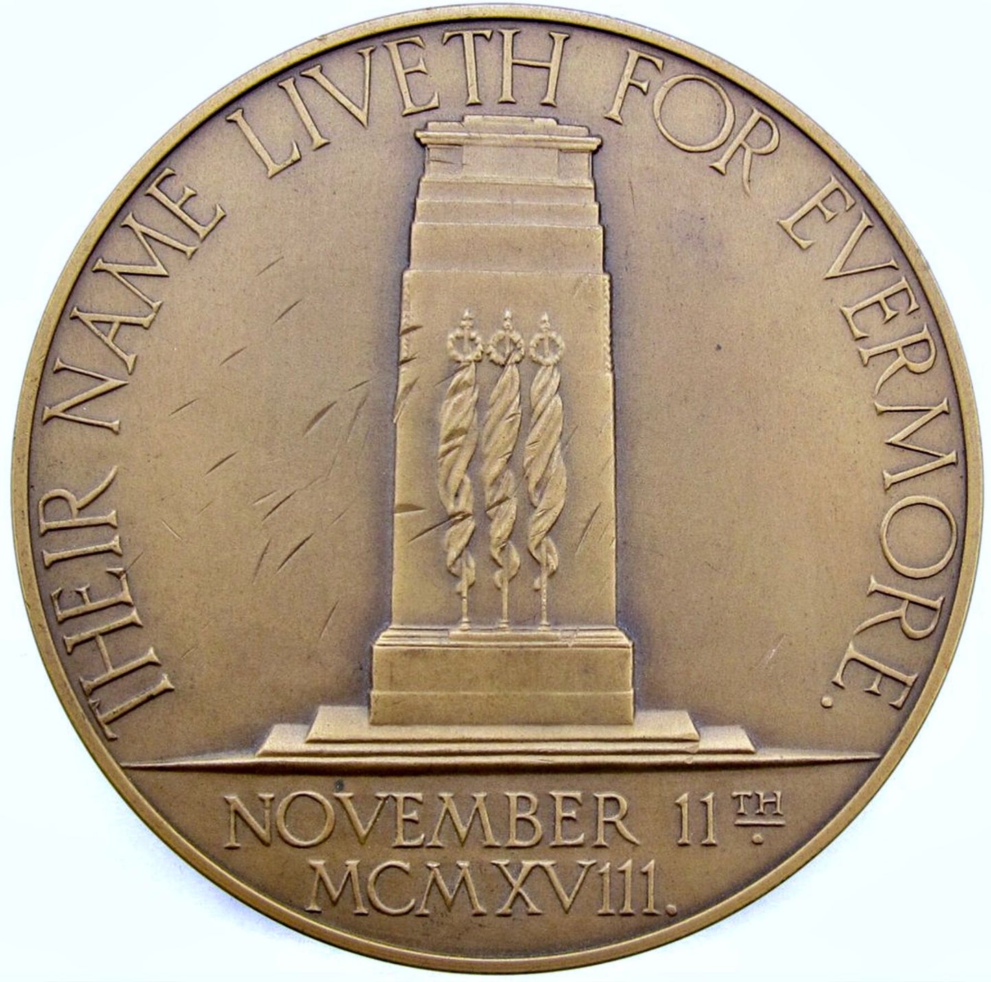 1928 10th Anniversary of the Armistice 76mm bronze medal in box E2008a BHM 4132