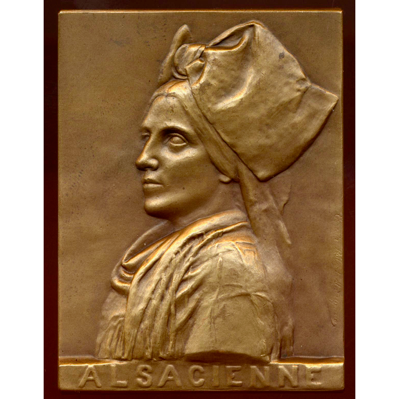1930 FRANCE Alsacienne regional dress bronze plaque 61mm*48mm