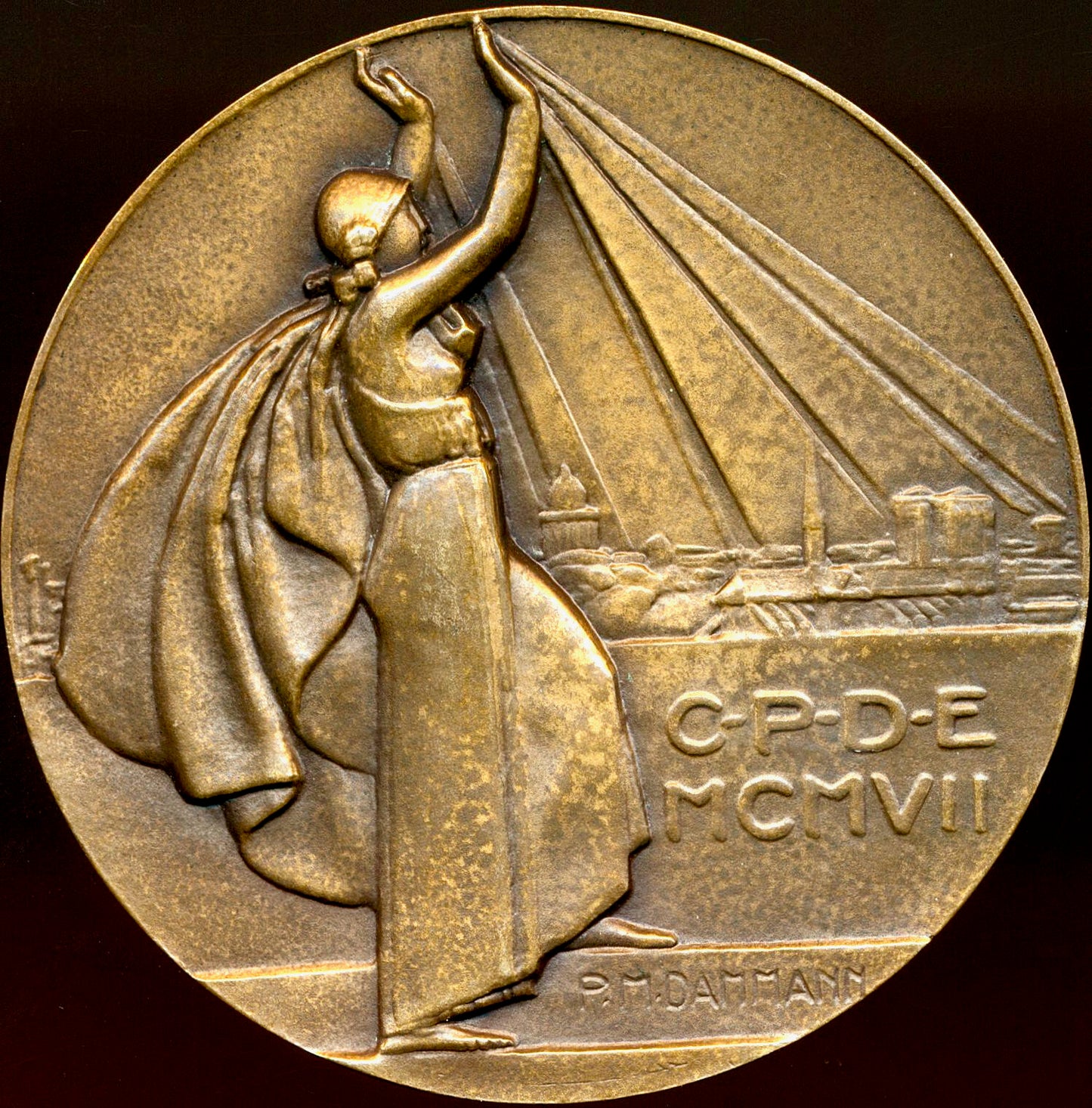 1932 FRANCE 'l'Électricité' 64mm bronze meal by Dammann