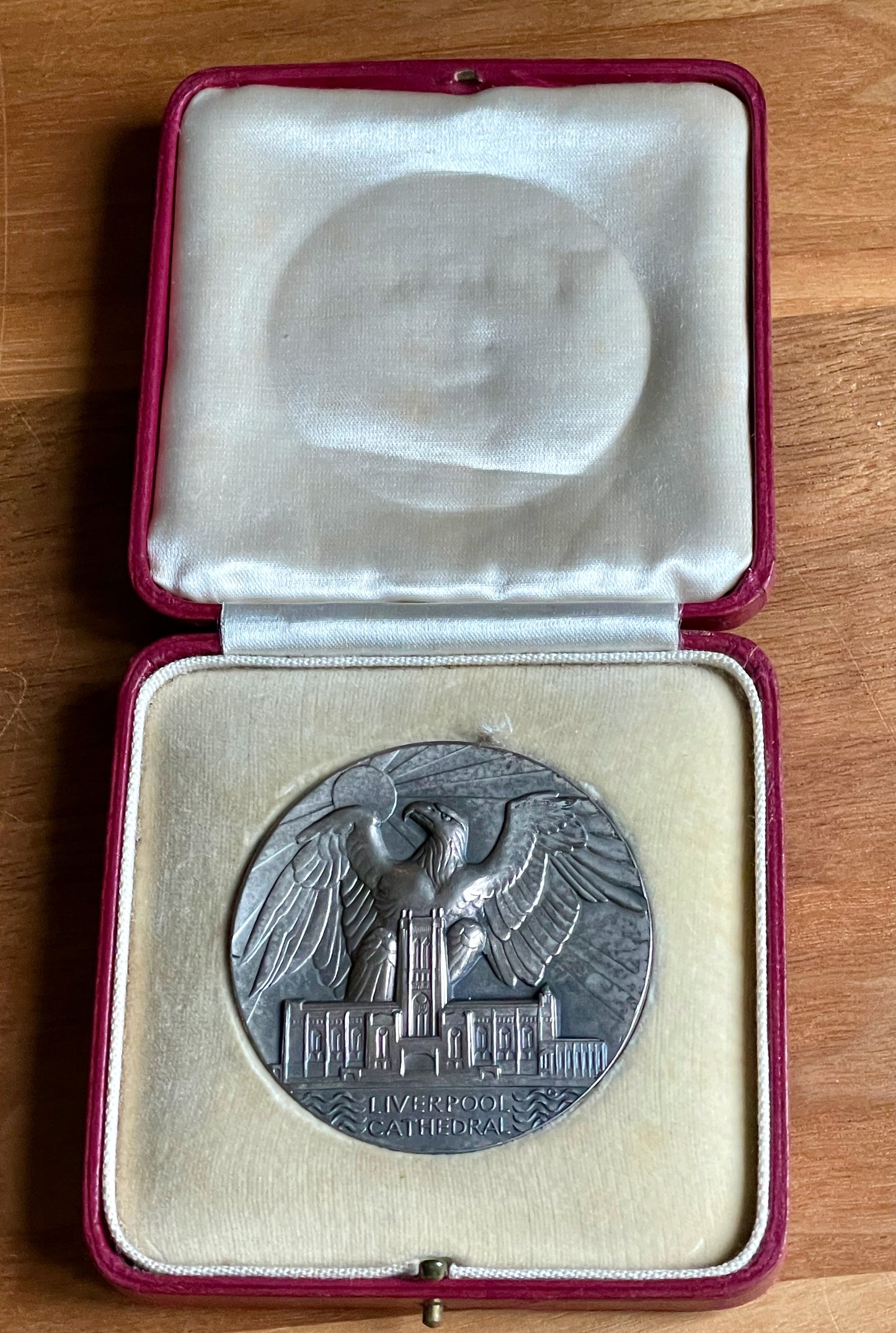 1934 Liverpool Cathedral 57mm silver award medal by W Gilbert E 2025 in box of issue