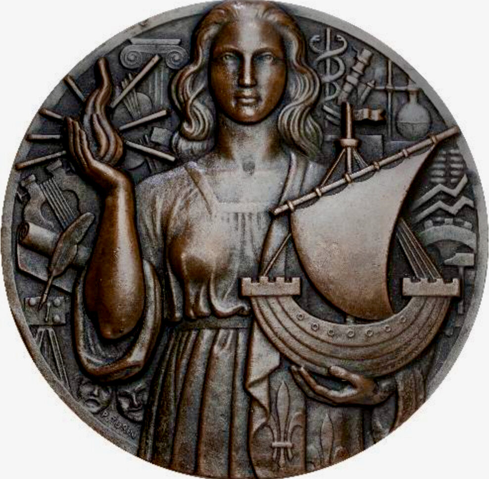 1955 FRANCE Racing Club de France award 81mm bronze medal by Pierre Turin