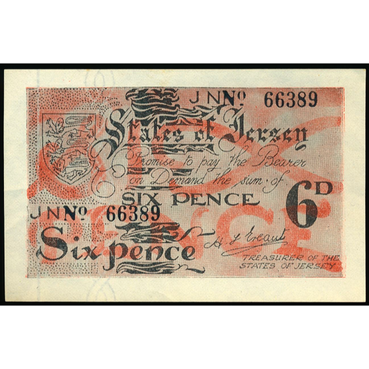 JERSEY P.1a JE1 1942-1945 6 pence GEF