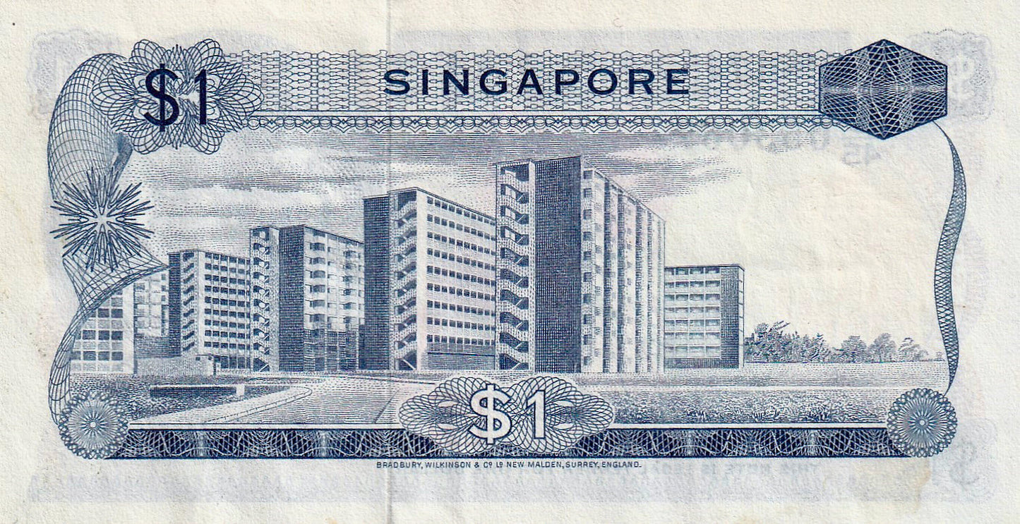 SINGAPORE P.1d 1967-1972 1 Dollar AUNC