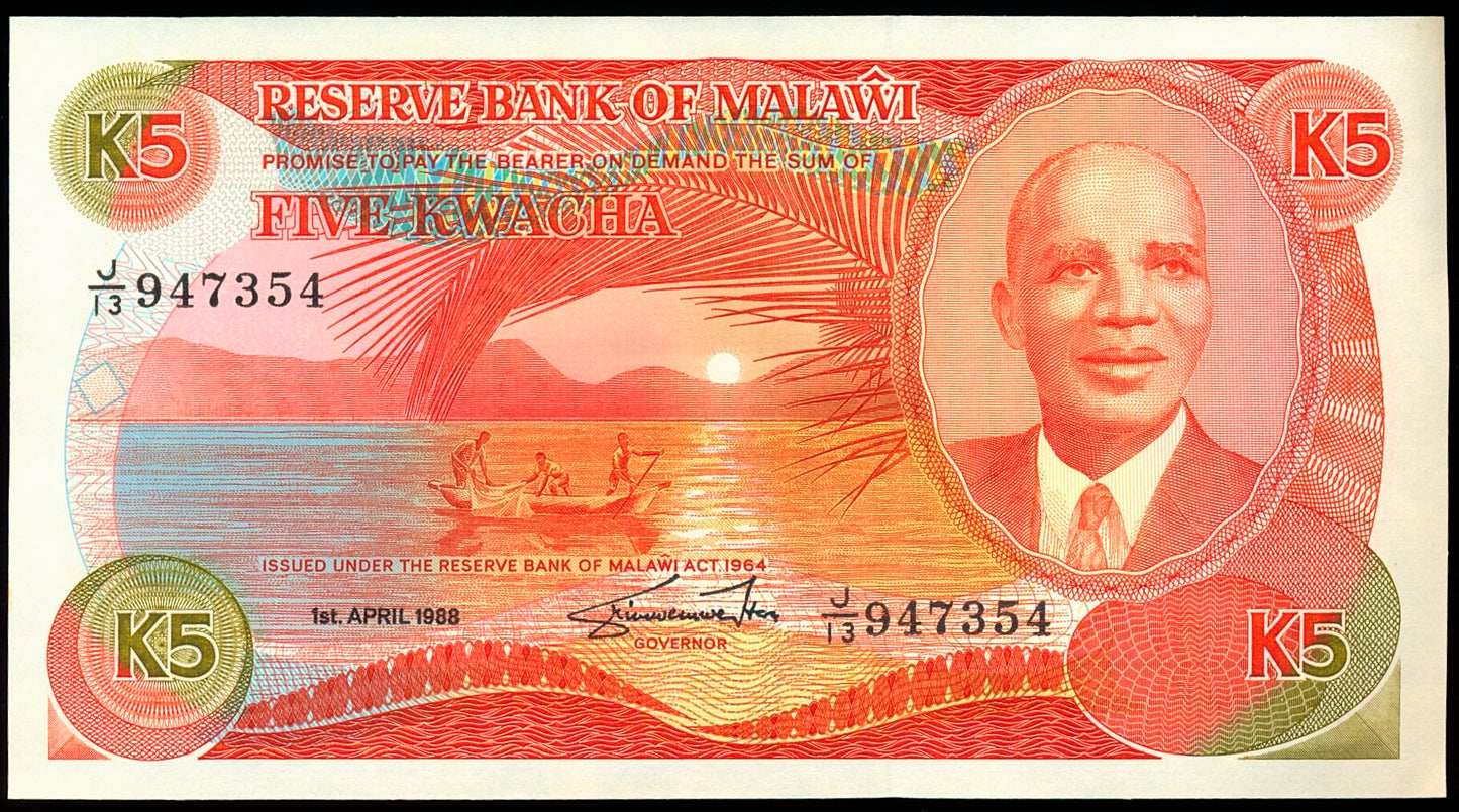 MALAWI P.20b 1988 5 Kwacha Gem UNC 65 EPQ