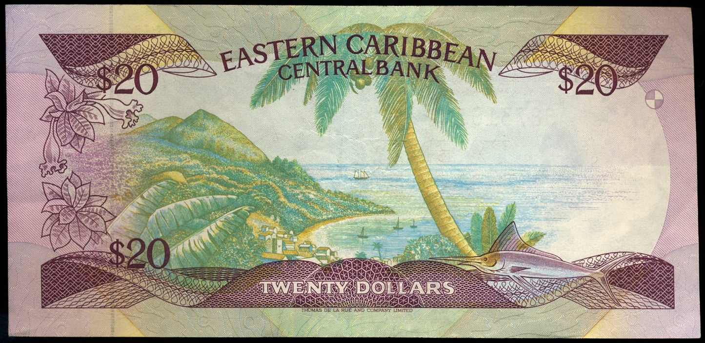 EAST CARIBBEAN P.19L Suffix L St Lucia 1985 $20 GVF