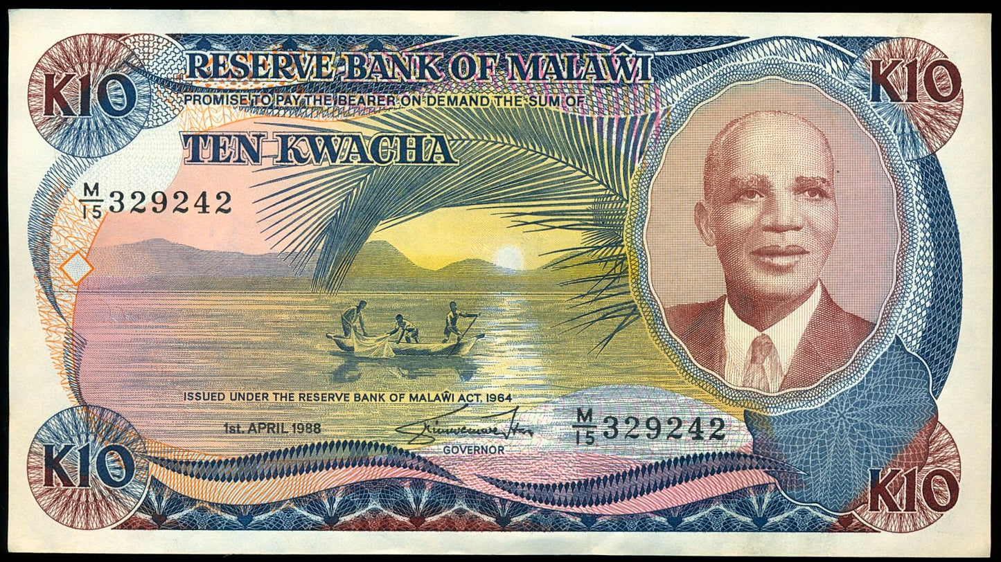 MALAWI P.21b 1988 10 Kwacha Gem UNC 65 EPQ