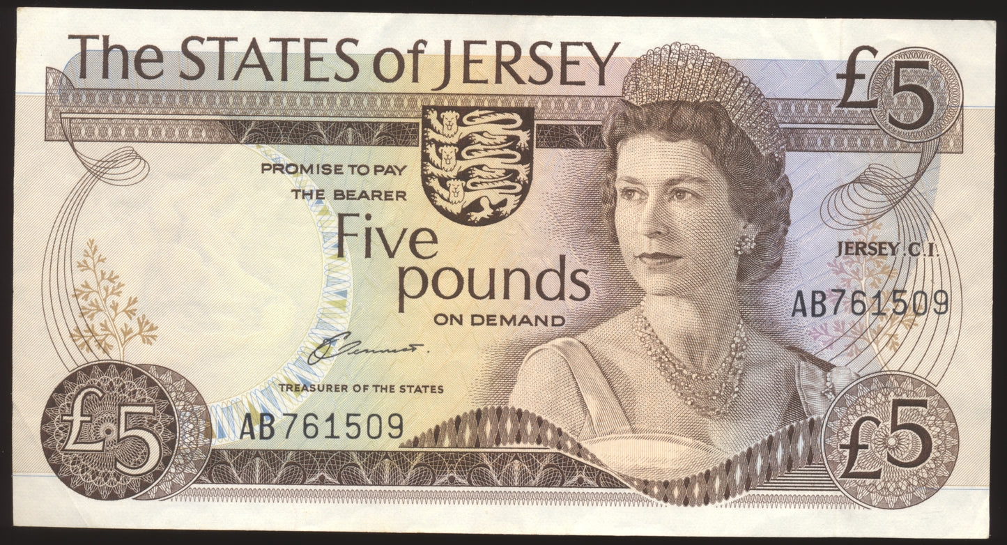JERSEY P.12a JE22a 1976-1983 £5 EF AB