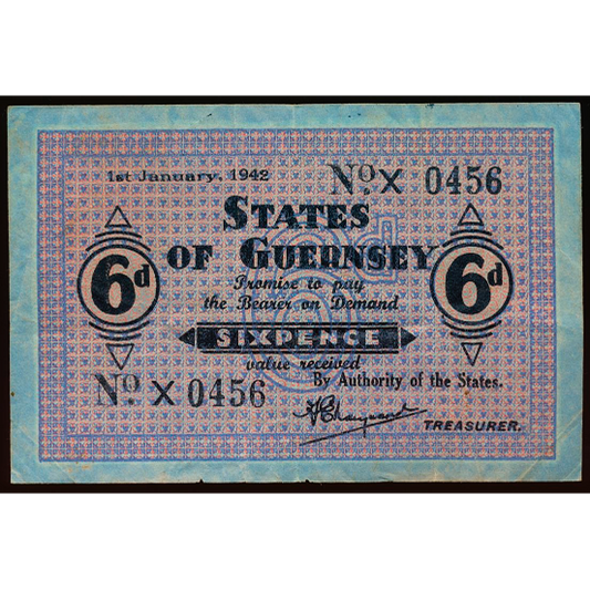GUERNSEY P.24 GU24b 1942 6 pence VF