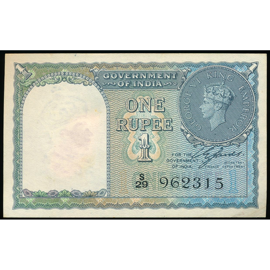 INDIA P.25a 1940 1 Rupee UNC S29