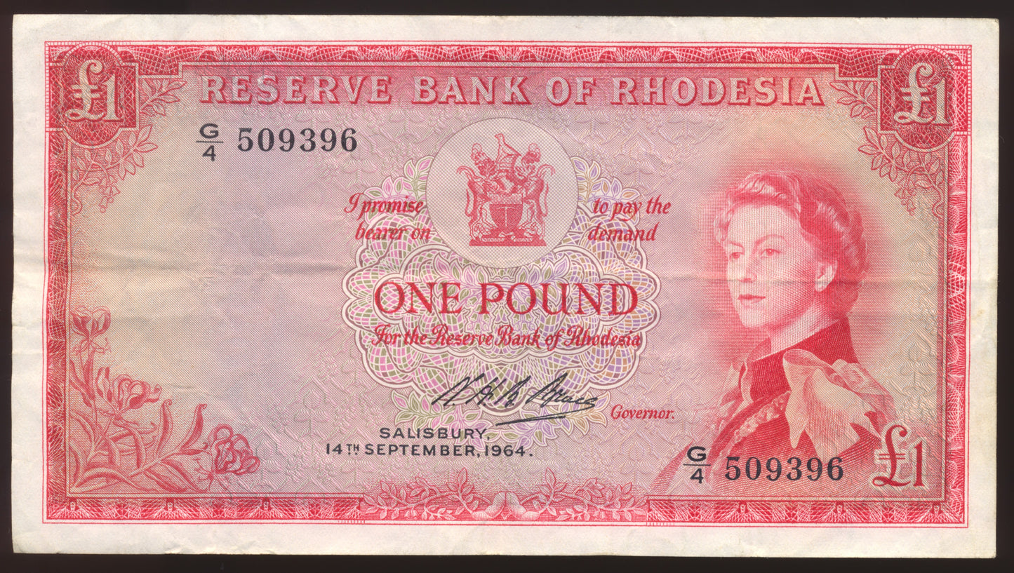 RHODESIA P.25a 1964 £1 VF 30 EPQ