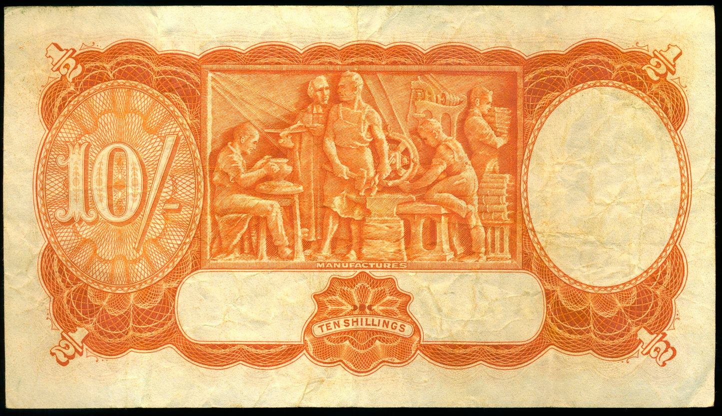 AUSTRALIA P.25c 1938-1952 10 Shillings AVF A67