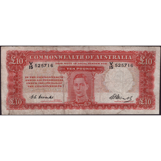 AUSTRALIA P.28c 1927 £10 GF K66