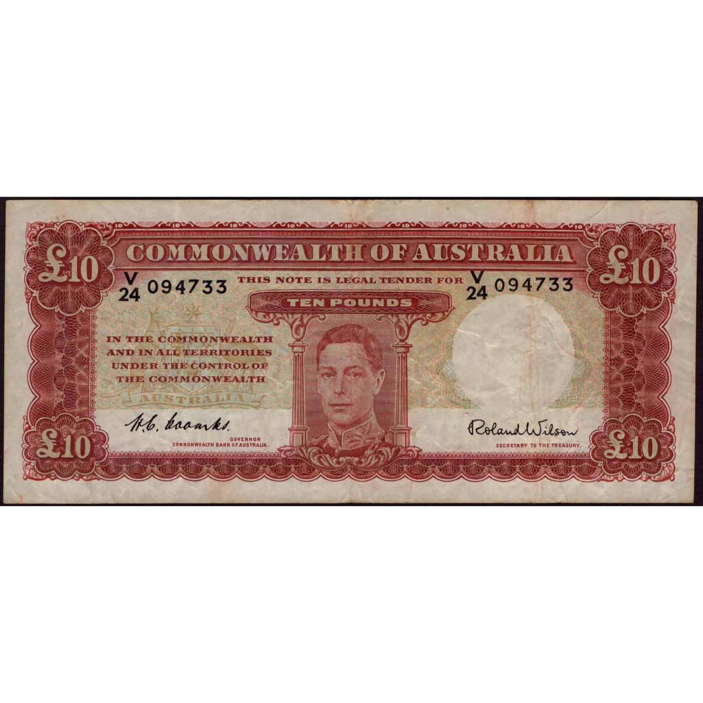 AUSTRALIA P.28d 1927 £10 VF 30