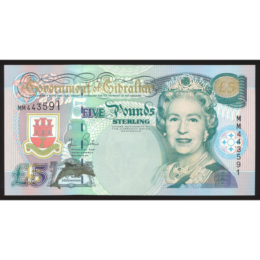 GIBRALTAR P.29 2000 £5 UNC MM