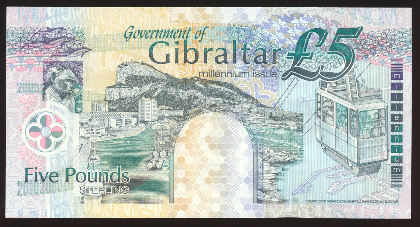 GIBRALTAR P.29 2000 £5 UNC MM