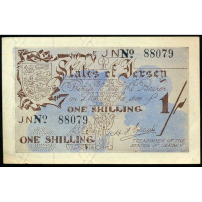JERSEY P.2a JE2 1942 1 Shilling AUNC 53 EPQ