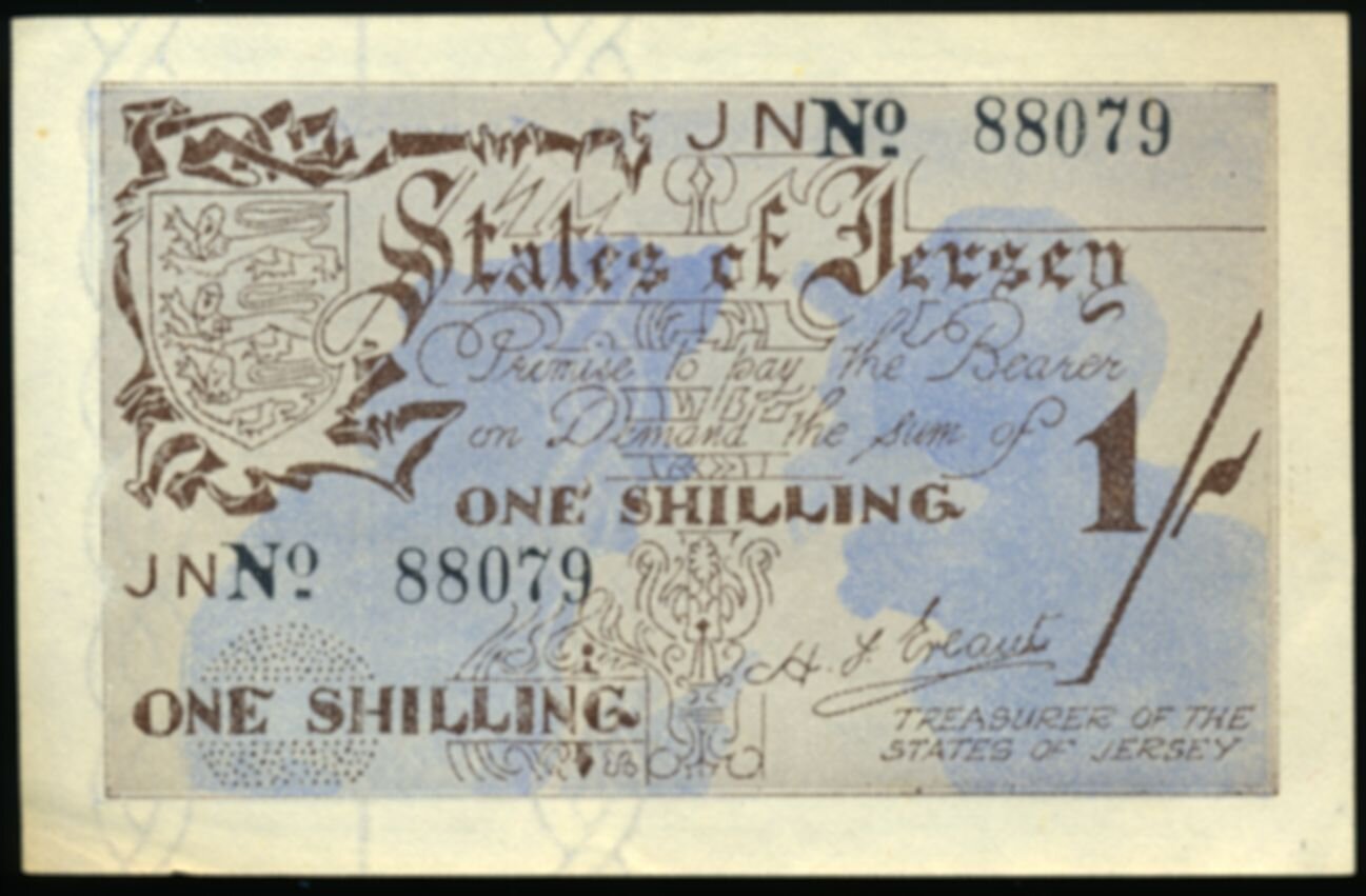 JERSEY P.2a JE2 1942 1 Shilling AUNC 53 EPQ