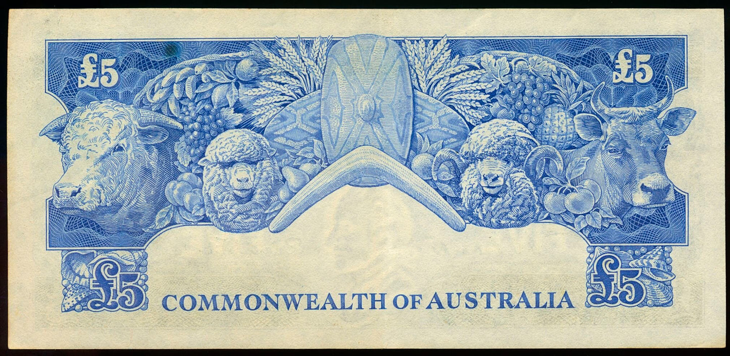 AUSTRALIA P.31a 1954-1959 £5 TA02 53 AUNC