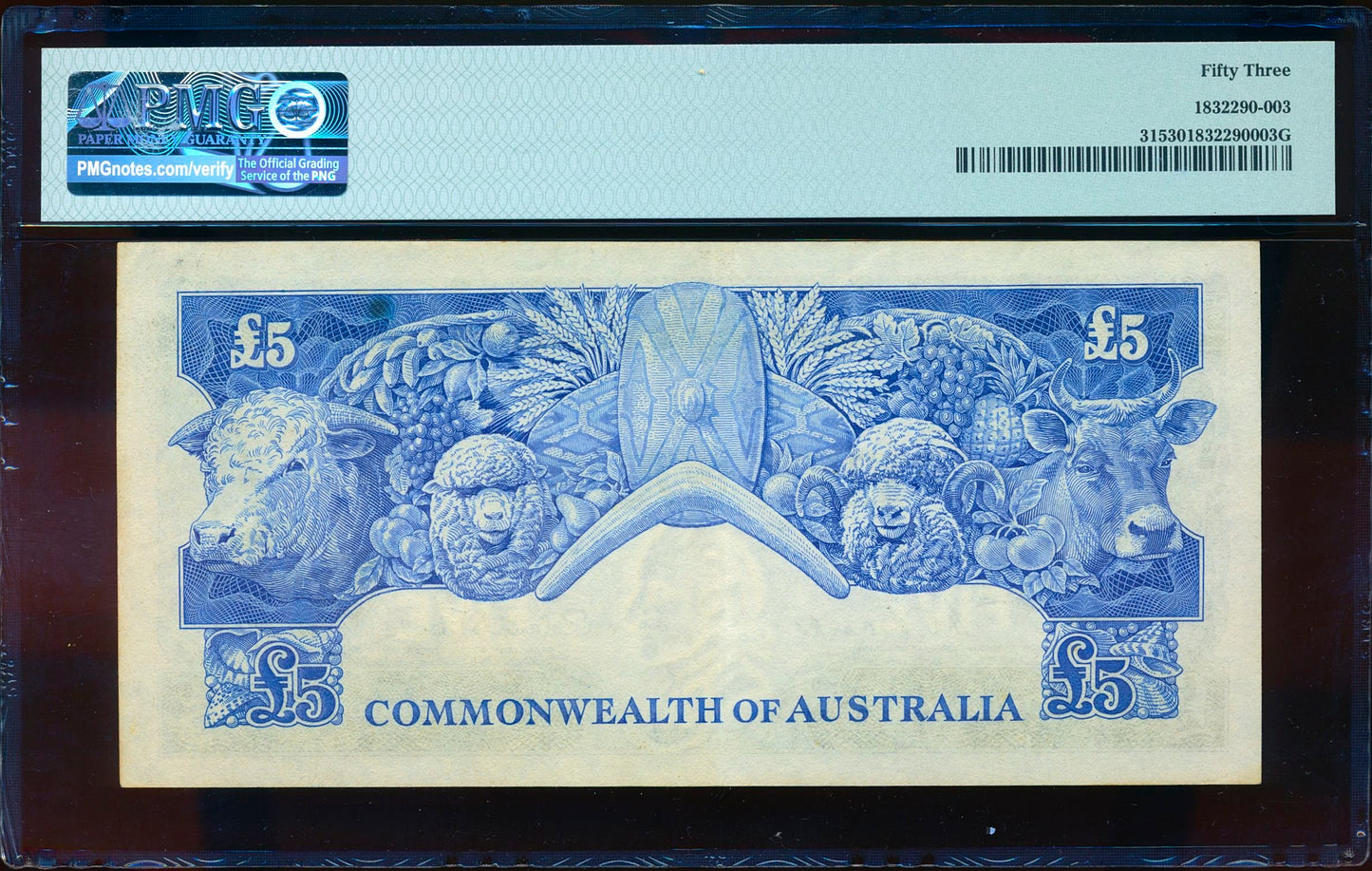 AUSTRALIA P.31a 1954-1959 £5 TA02 53 AUNC