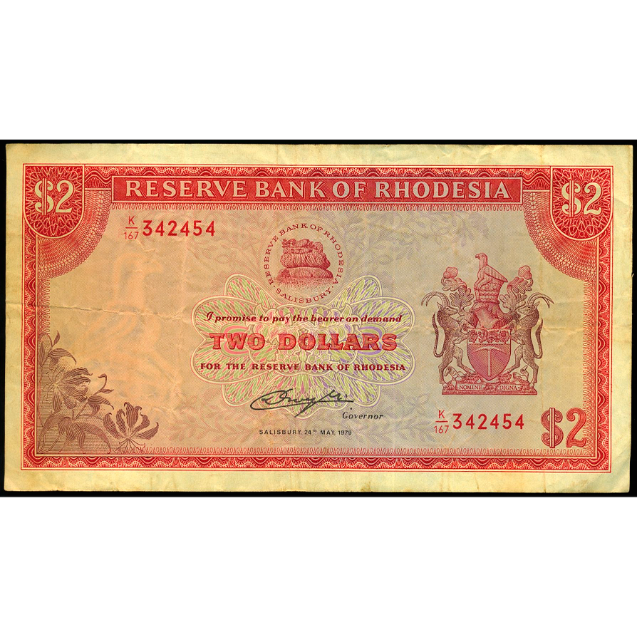 RHODESIA P.31d 1979 2 dollars EF