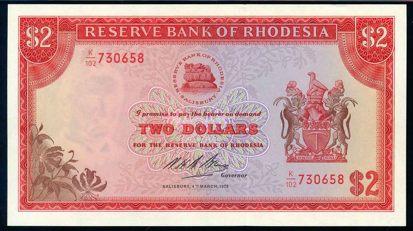 RHODESIA P.31j 1979 2 dollars GEM UNC 66EPQ