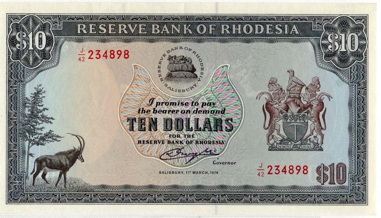 RHODESIA P.37a 1976 10 dollars GEM UNC 65 EPQ