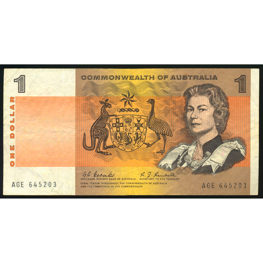 AUSTRALIA P.37b 1968 $1 GVF AGE