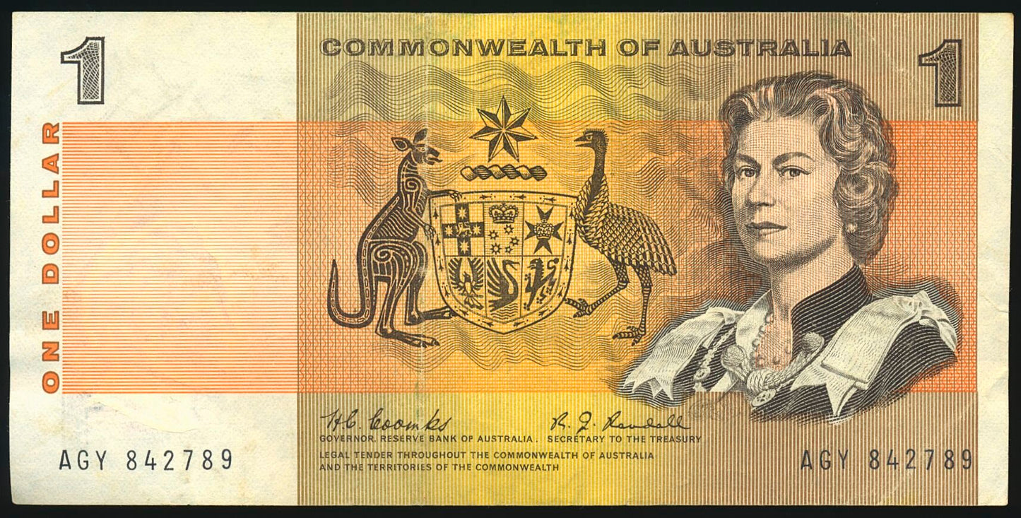 AUSTRALIA P.37b 1968 $1 Choice VF 35