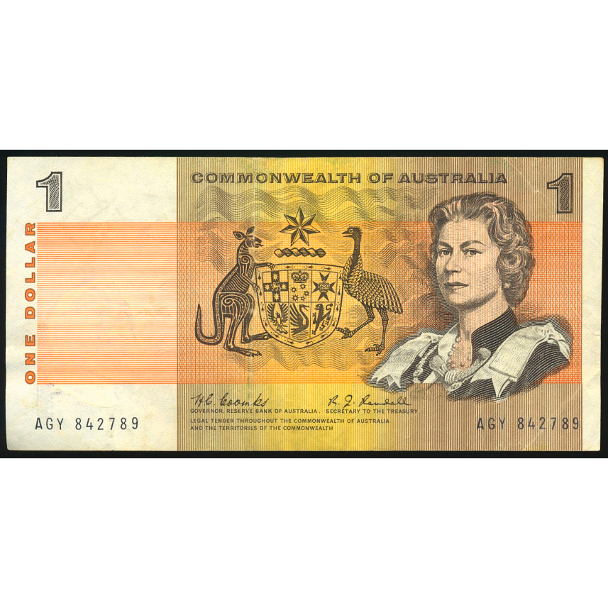 AUSTRALIA P.37b 1968 $1 Choice VF 35