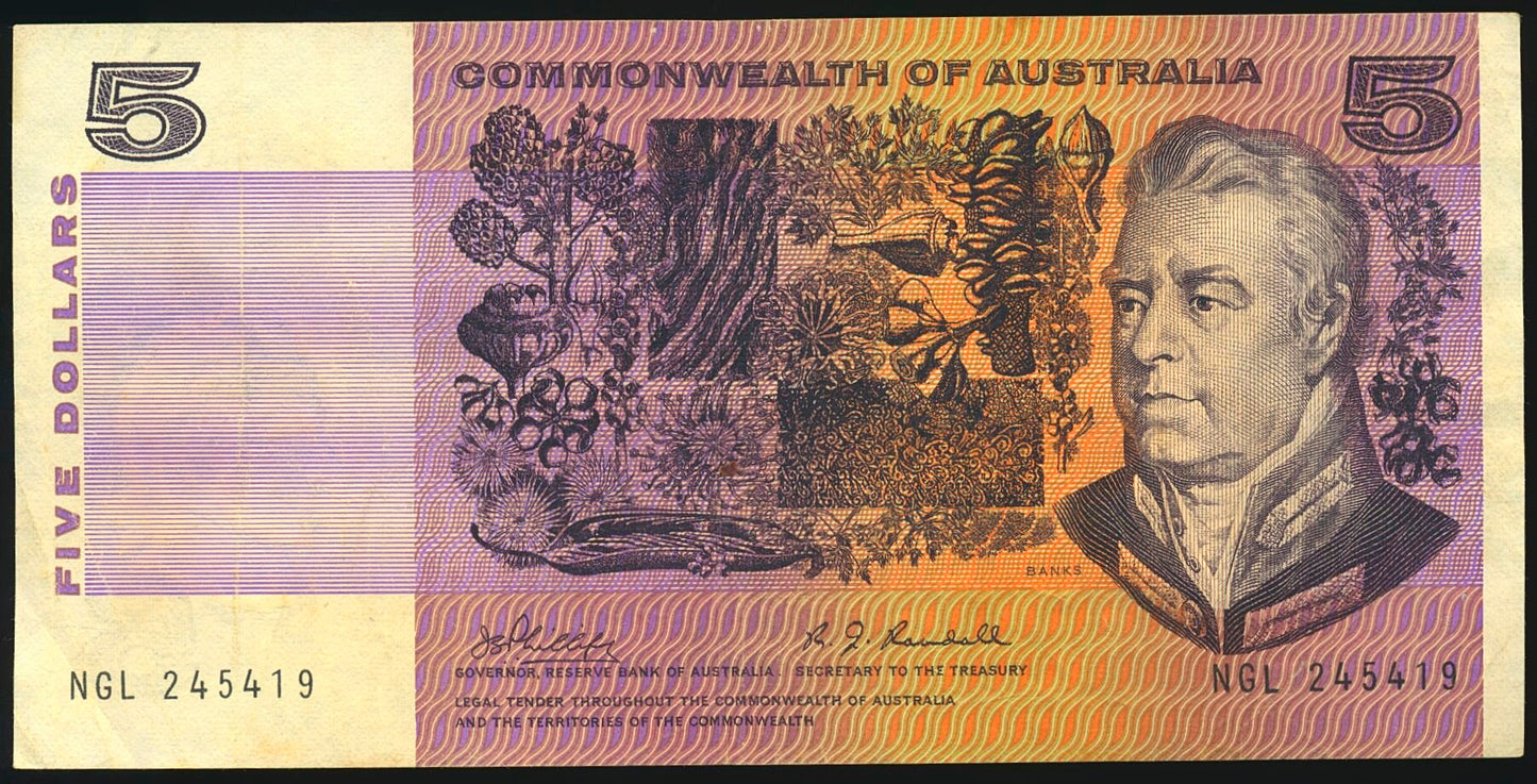 AUSTRALIA P.39b 1969 $5 NEF NGL