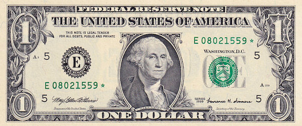 USA P.504* 1999 Federal Reserve Replacement note $1 UNC