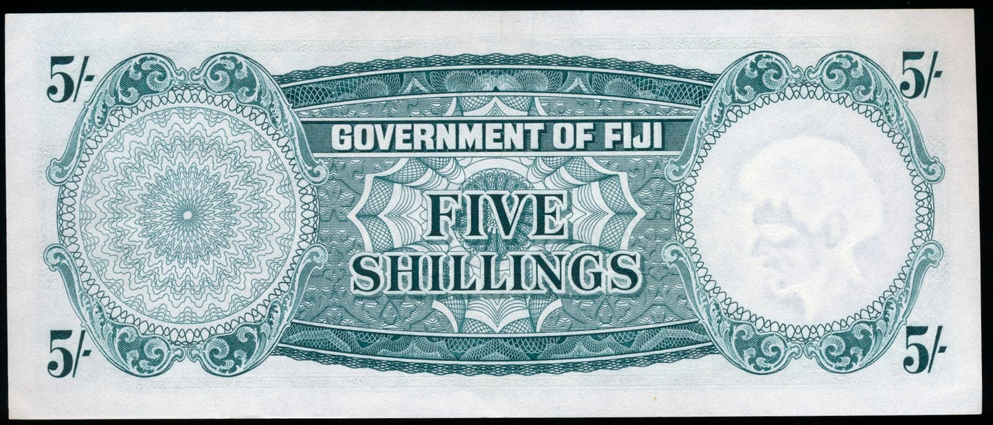 FIJI P.51a 1957 5 Shillings AUNC 55 EPQ