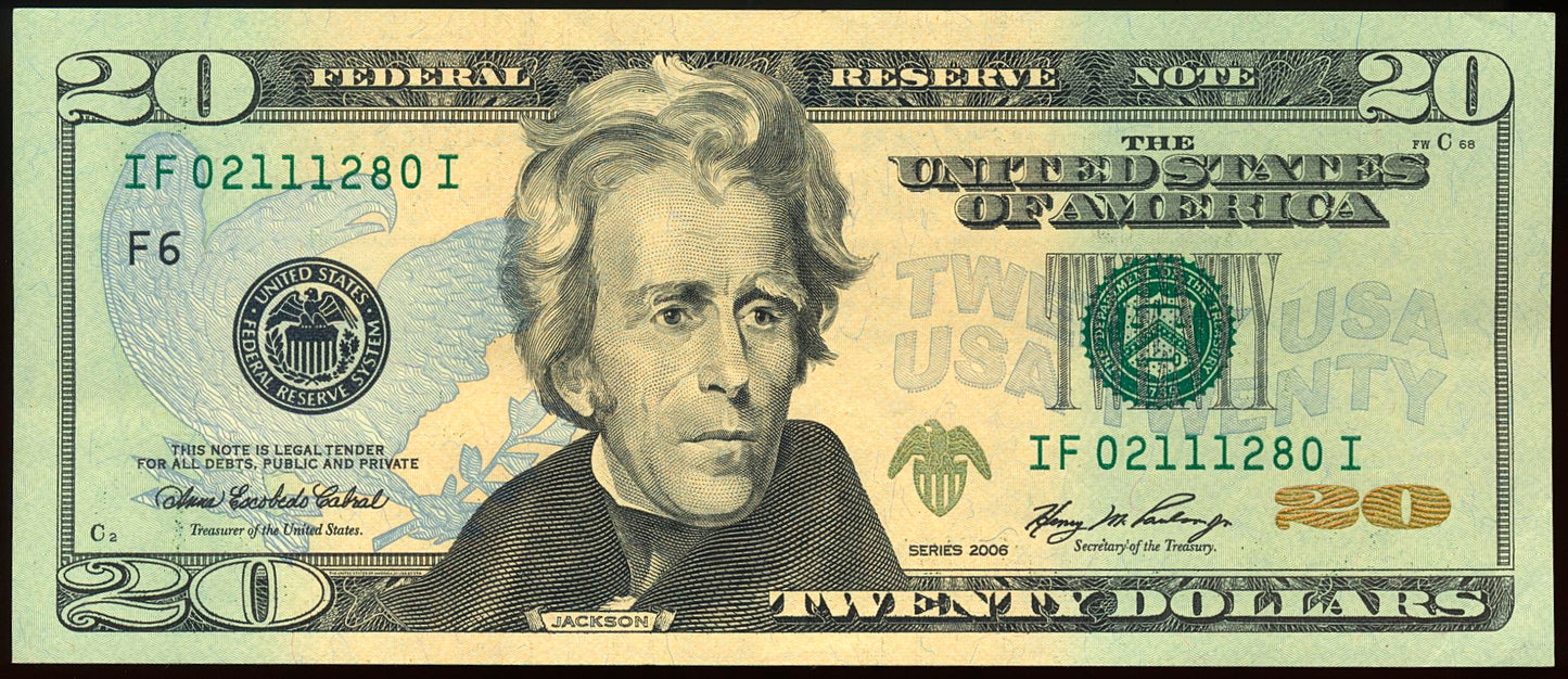 USA P.526 Series 2006 Federal Reserve $20 AUNC